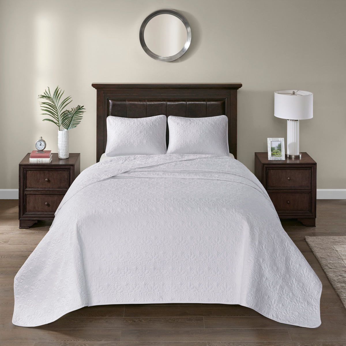Reversible Bedspread Set White Twin White Cotton