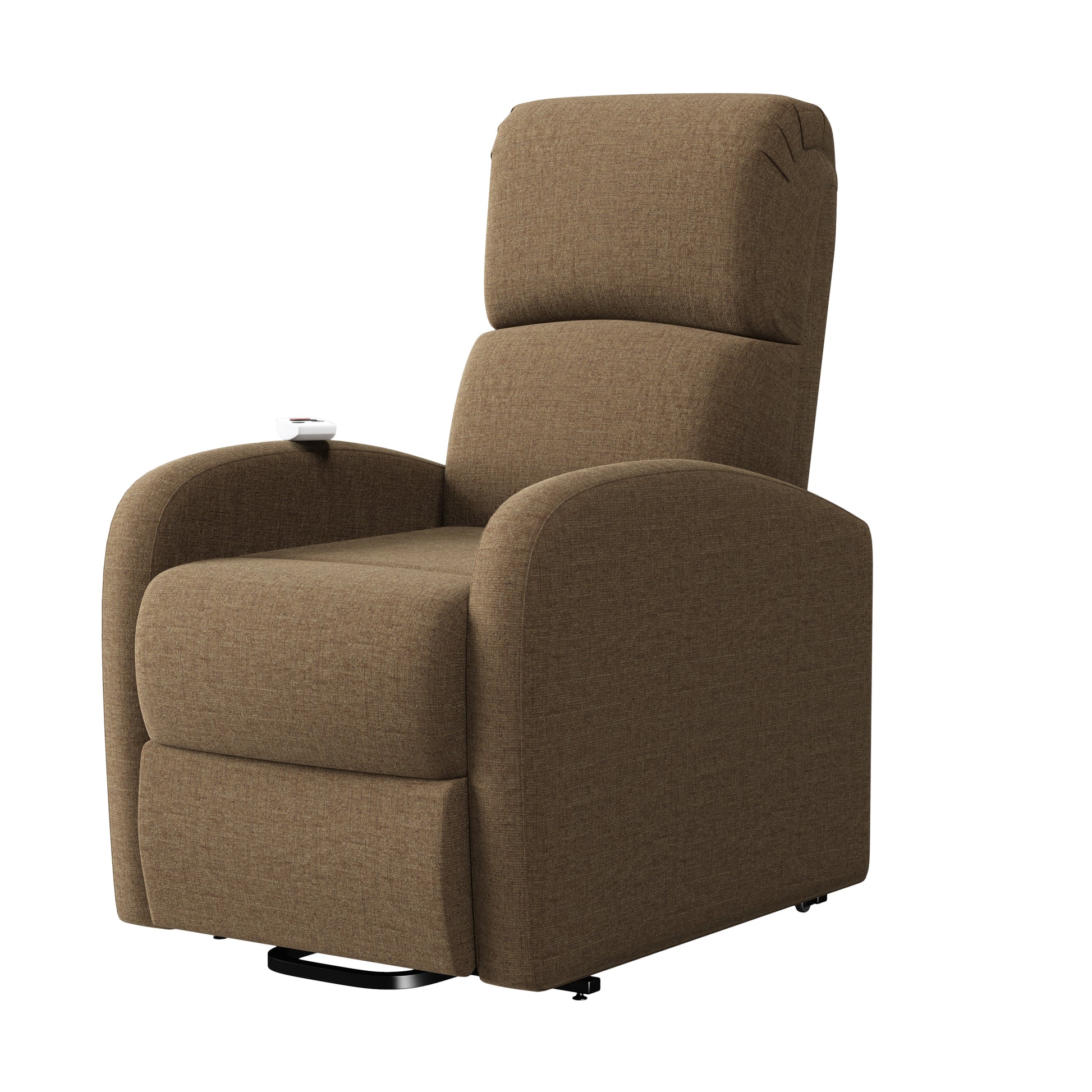 The Chestnut Recliner Brown Polyester Power Remote Wood Soft Cushion Back Push Button Fiber Foam Pads Polyester