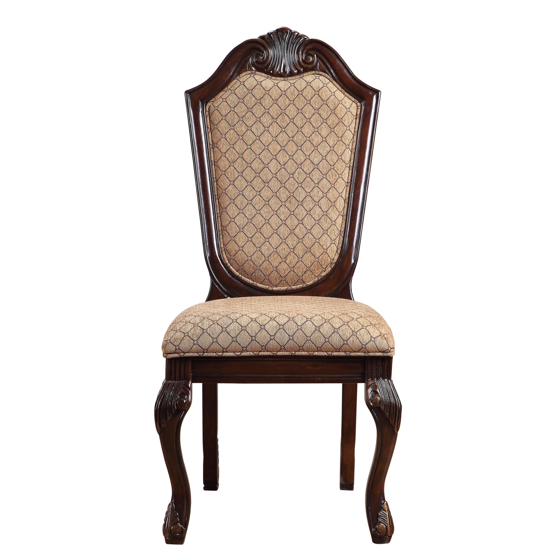 Beige And Espresso Solid Back Side Chairs Set Of 2 Solid Espresso Espresso Dining Room Foam Traditional Side Chair Solid Back Set Of 2 Wood Fabric