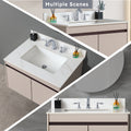 31 Inch Marble Vanity Top, White Vanity Top With Pre Drilled Faucet Holes, Bathroom Vanity Top With Undermount Rectangular Middle Sink And 4