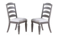 Light Grey Contemporary Style Side Chairs Set Of 2Pc Wooden Frame Ladder Back Design Dining Room Furniture Light Grey Dining Room Foam Classic,Contemporary,Modern Dining Chairs Rubberwood Ladder