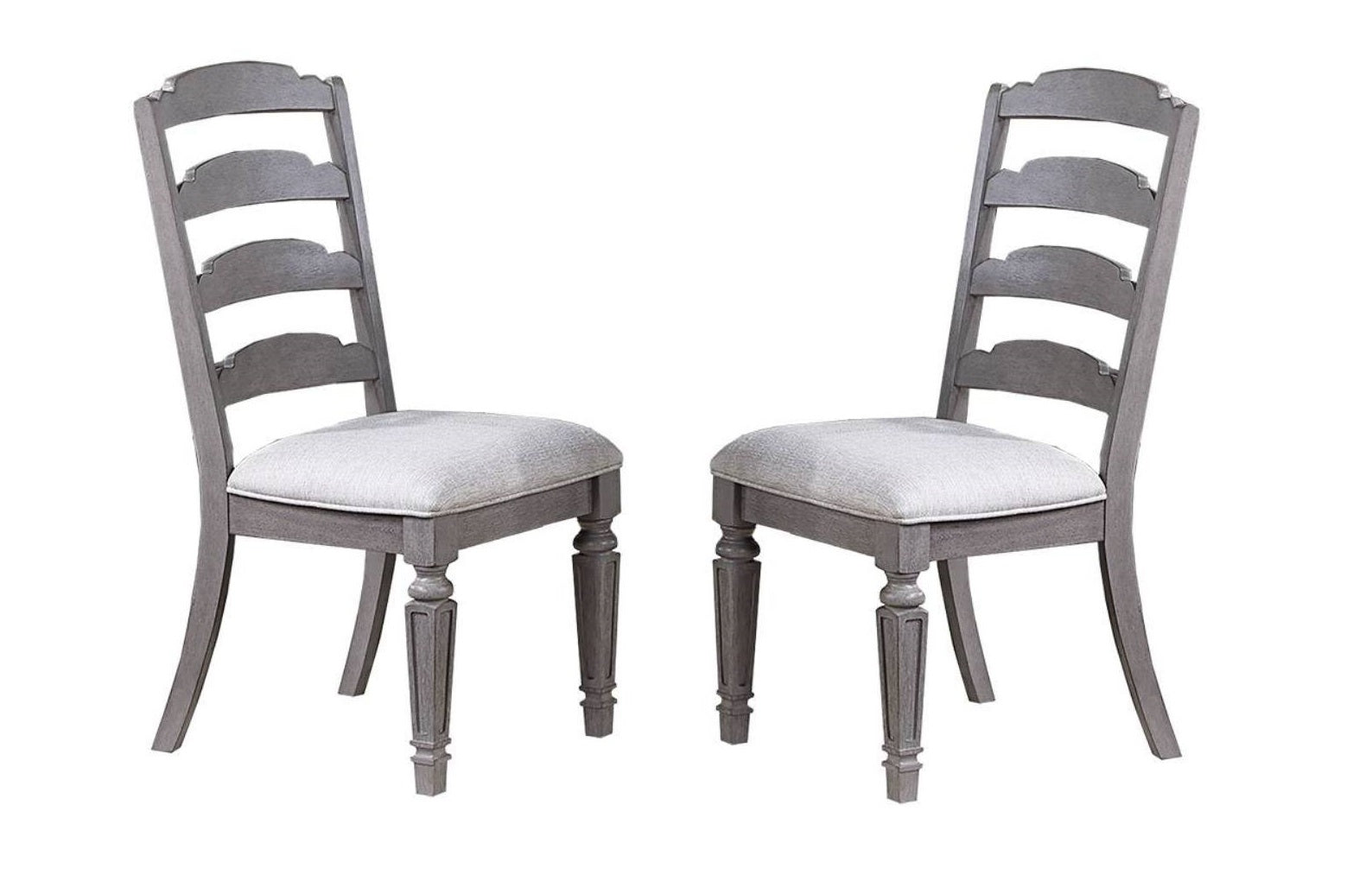 Light Grey Contemporary Style Side Chairs Set Of 2Pc Wooden Frame Ladder Back Design Dining Room Furniture Light Grey Dining Room Foam Classic,Contemporary,Modern Dining Chairs Rubberwood Ladder