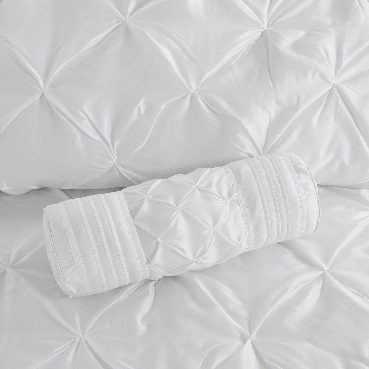 7 Piece Tufted Comforter Set White Cal King California King White Polyester
