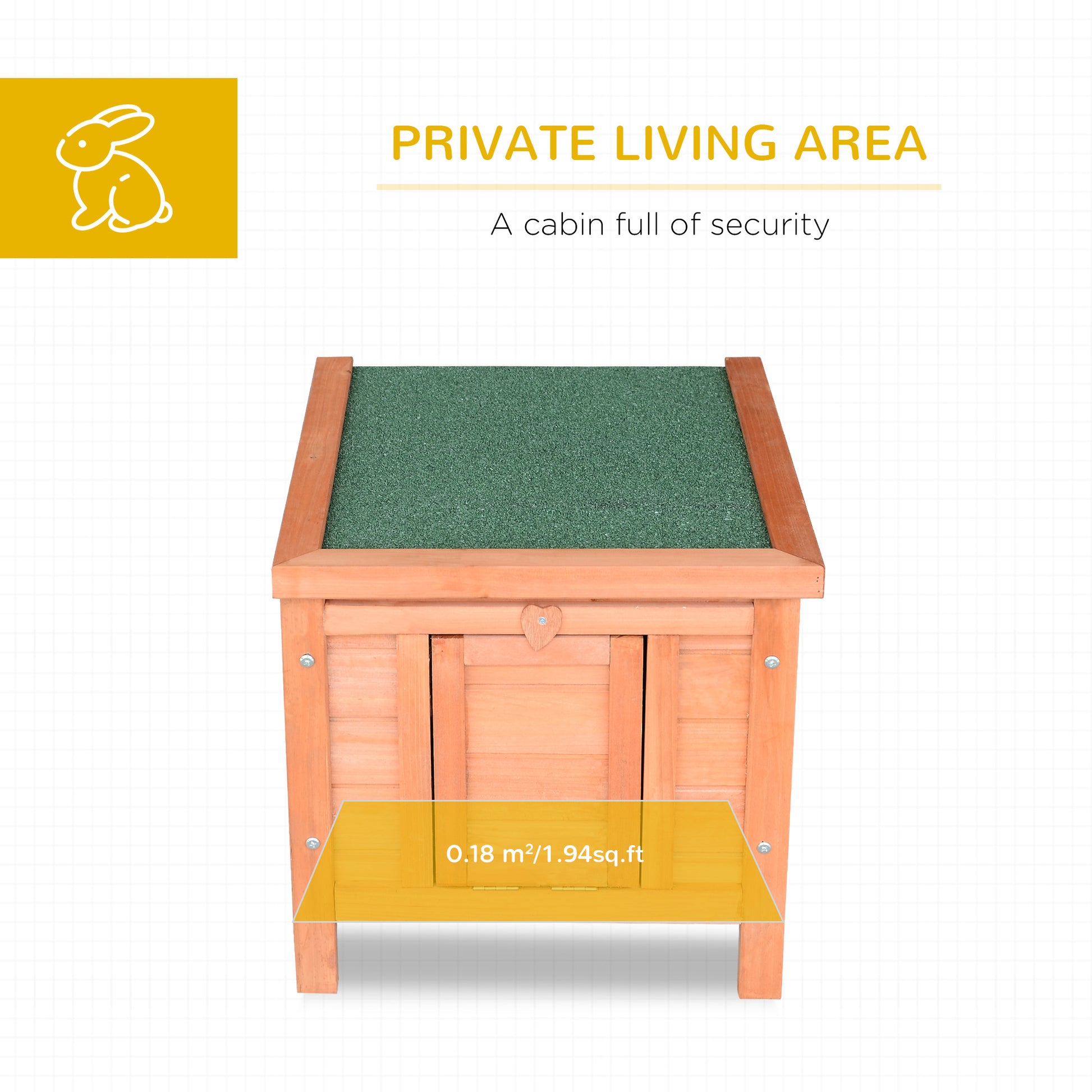 Pawhut Small Wooden Rabbit Hutch Bunny Cage Guinea Pig Cage Duck House Dog House With Openable & Waterproof Roof, Natural Natural Wood