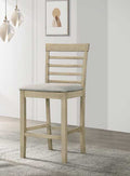Beautiful Cream Color Counter Height 2Pc Dining Pub Height Chairs Upholstered Seat Dining Room Wooden Furniture Cream Dining Room Contemporary Bar Stools Slat Back Set Of 2 Wood