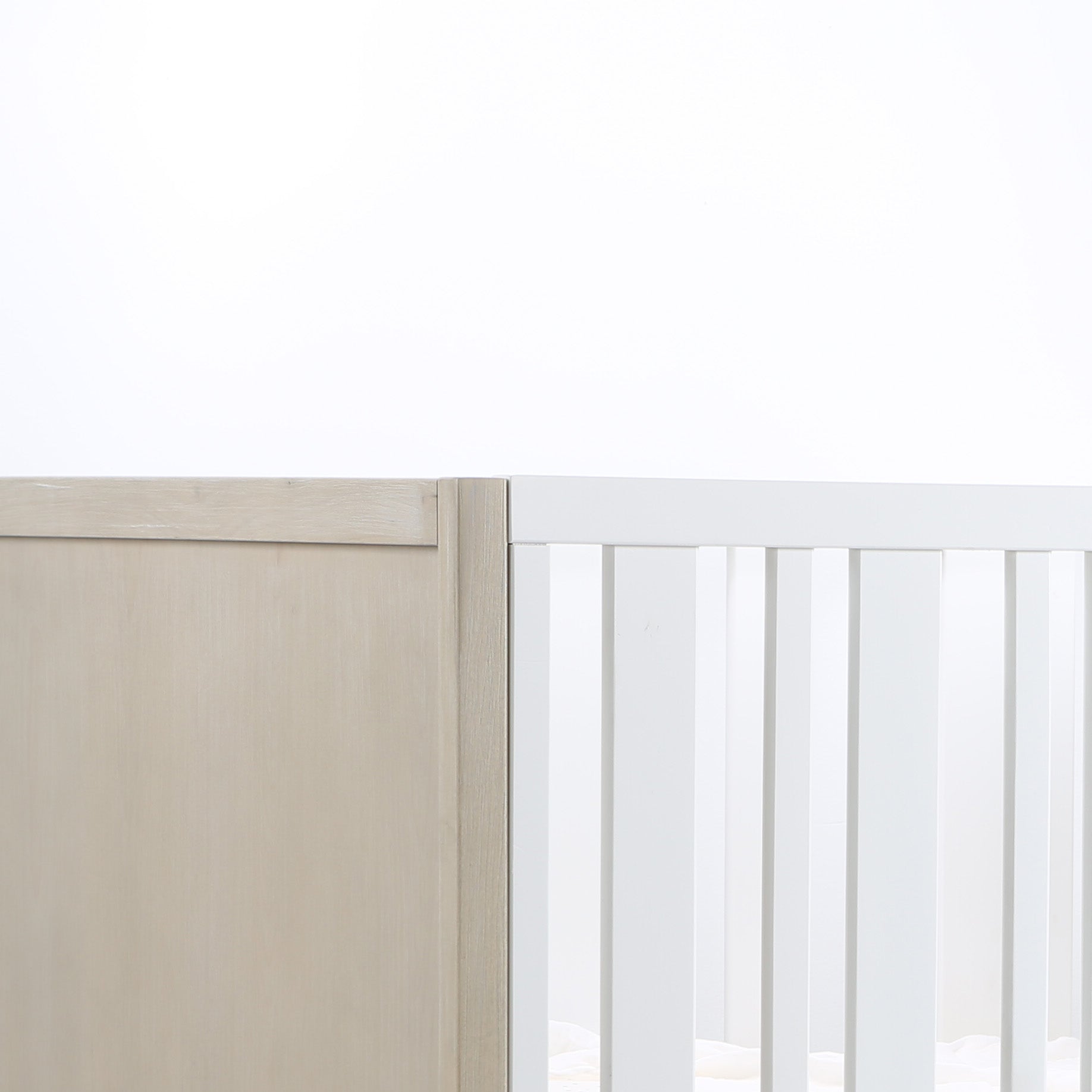 Prague Convertible Crib In Cotton Grey And White Natural Wood Wash Wood