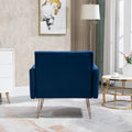 Coolmore Velvet Armchair Single Sofa Modern Tufted Upholstered Side Reading Chairs With Arm And Gold Metal Leg For Living Room Bedroom Navy Navy Foam Velvet