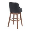 Coolmore Bar Stools Set Of 2 Counter Height Chairs With Footrest For Kitchen, Dining Room And 360 Degree Solid Wood Legs Swivel Bar Stools Set Of 2 Black Linen Black Foam Linen