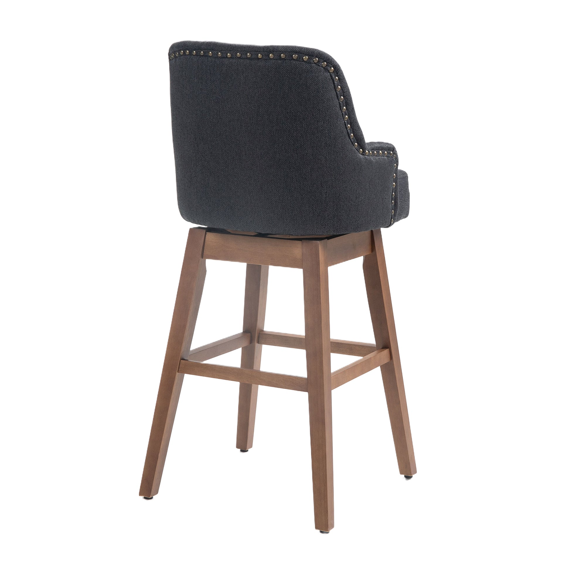 Coolmore Bar Stools Set Of 2 Counter Height Chairs With Footrest For Kitchen, Dining Room And 360 Degree Solid Wood Legs Swivel Bar Stools Set Of 2 Black Linen Black Foam Linen