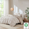 5 Piece Organic Cotton Oversized Comforter Cover Set W Removable Insert Natural Full Queen Natural Cotton