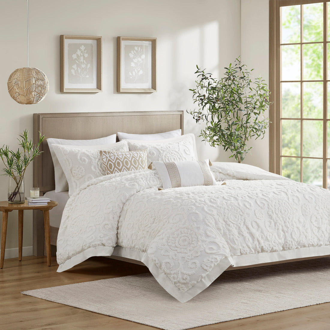 Comforter Mini Set Ivory Full Queen Full Ivory Cotton