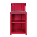 Red 3 Shelf Reception Desk Red Computer Desk Office Freestanding Rectangular Shelves Wood Metal