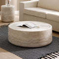 35.43'' Faux Mars Pattern Coffee Tables For Living Room Round Tea Faux Travertine Textured Table For Living Room, No Need Assembly. Marble Fiberglass