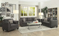 Light Charcoal Loveseat With 4 Pillows Grey Linen Wood Primary Living Space Loose Back Flared Arms Wood Fabric