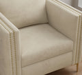 Accent Chair For Living Room Upholstered Arm Chair With Metal Legs Beige Velvet Beige Foam Fabric