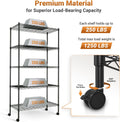 Heavy Duty 5 Shelf Storage Shelving Unit, 1250Lbs Loading Capacity, 29.92