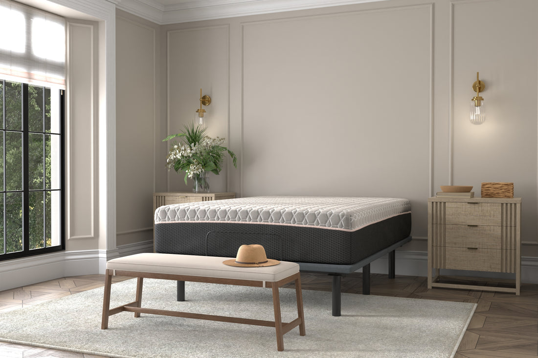 Copper Lux Hybrid 12" Queen Mattress With Copper Infused Contouring Memory Comfort Layer And Supportive Coil System Black Gray Foam Spring Queen