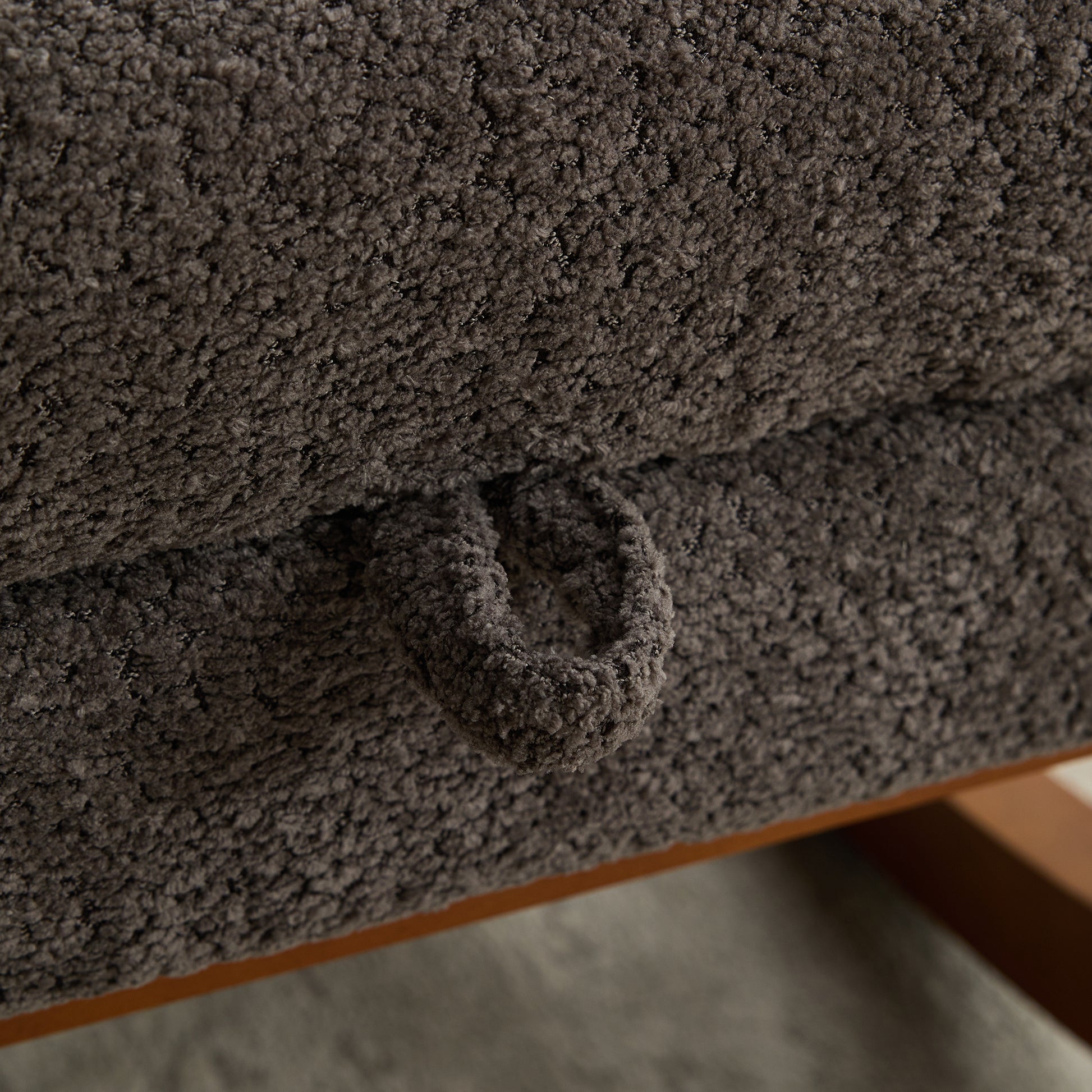 25.4"W Rocking Chair For Nursery, High Back Glider Chair With Retractable Footrest, Side Pocket, Rocking Accent Armchair With Rubber Wood Legs For Living Room Bedroom.Charcoal Charcoal Boucle