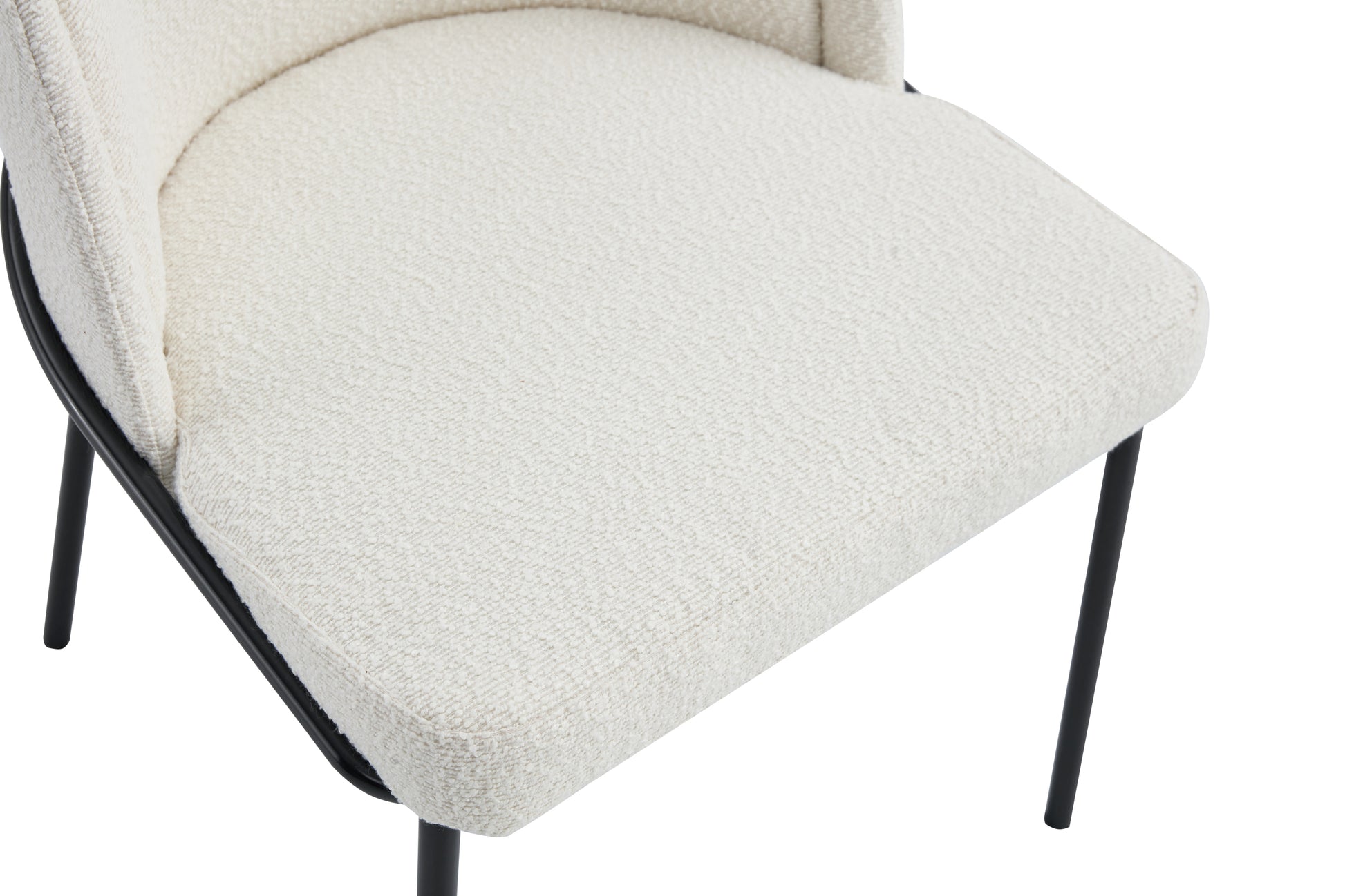 Set Of 2 Dinning Chair Antique White Fabric Metal