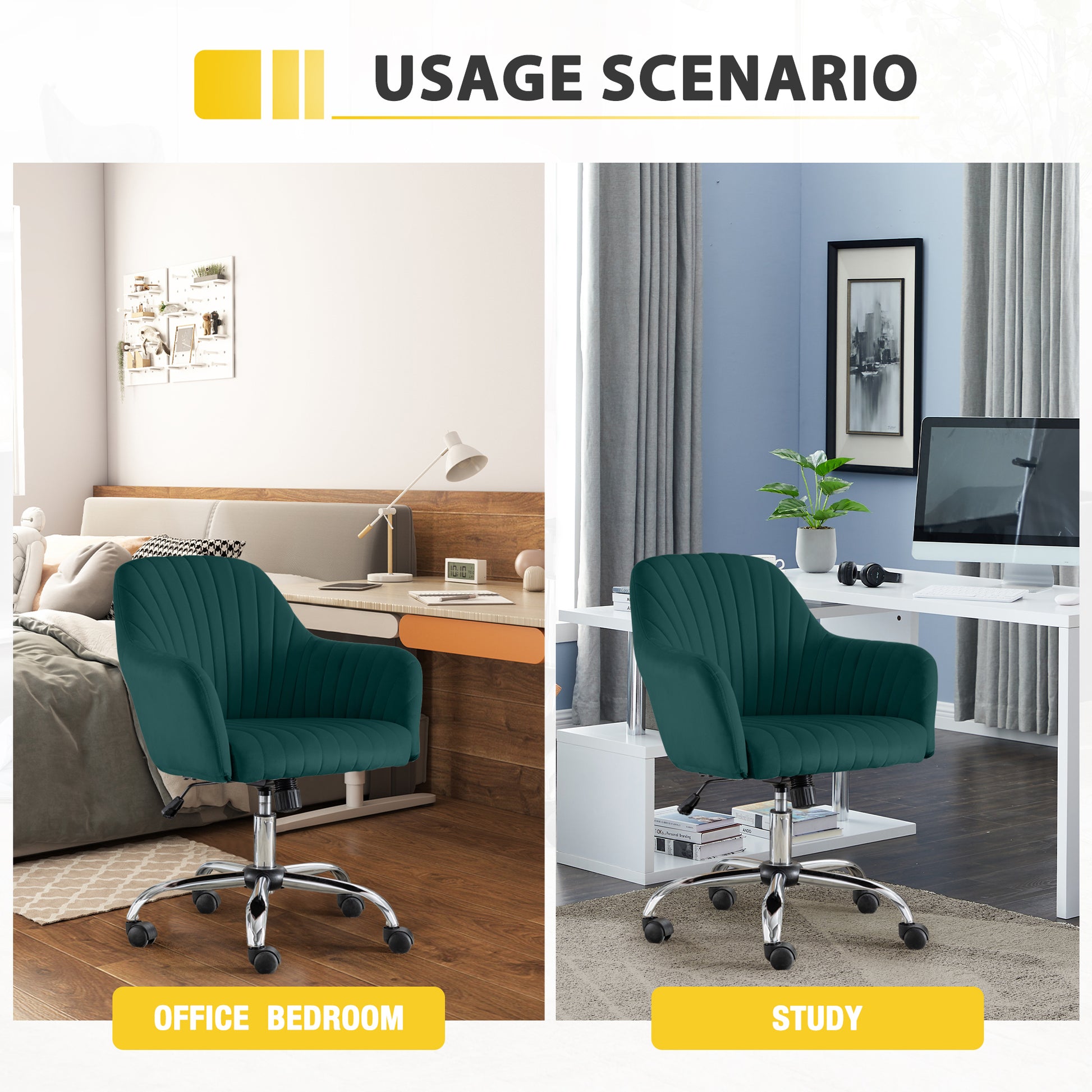 Accent Chair Modern Home Office Leisure Chair With Adjustable Velvet Height And Adjustable Casters Green Green Cotton Velvet