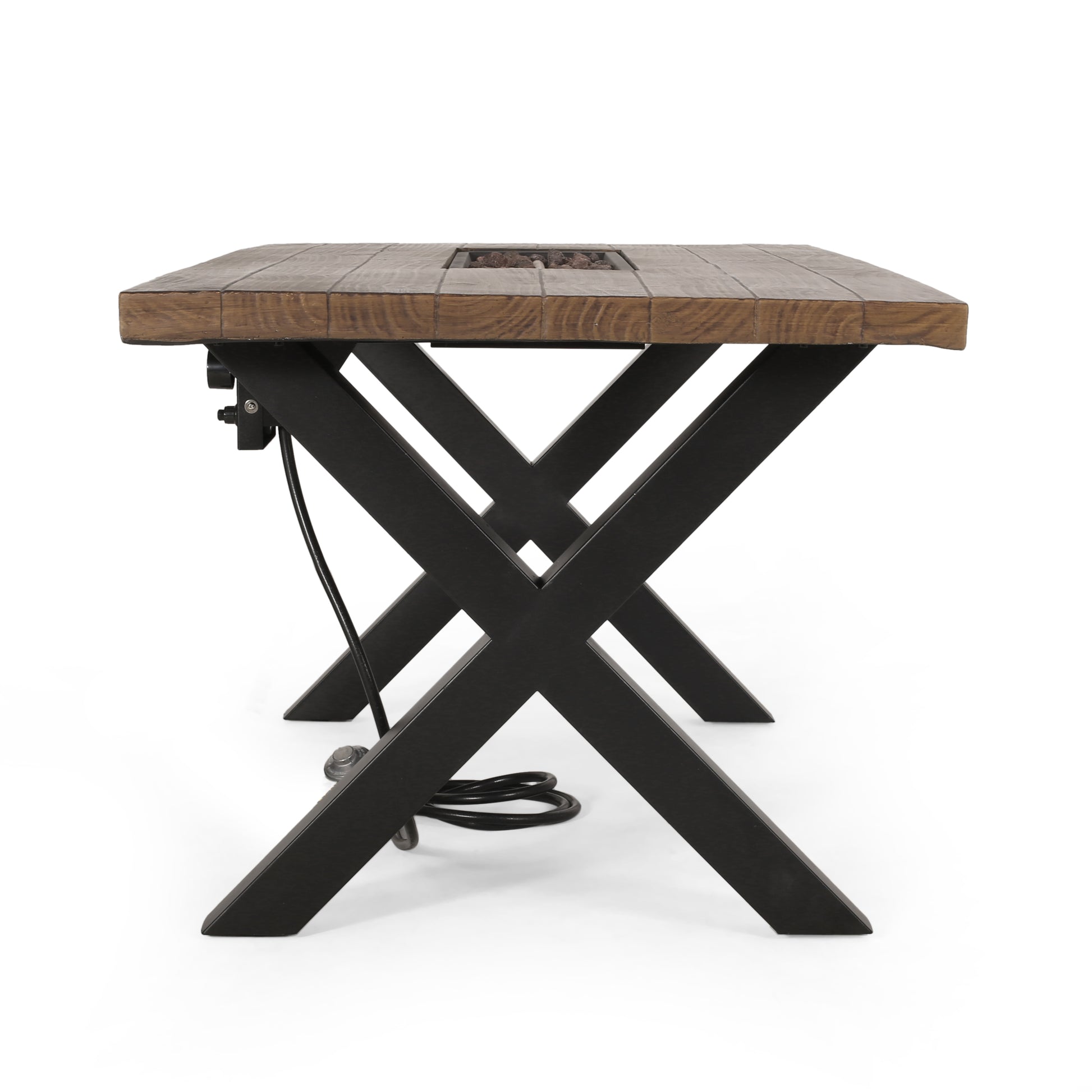 Brody Dining Fire Table Top 40,000Btu Tank Outside Brown Magnesium Oxide