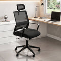 Techni Mobili Ergonomic Office Chair With Lumbar Support And Adjustable Headrest Black Office Spot Clean Modern Office Chairs Adjustable Height Fabric Plastic