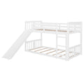 Twin Over Twin Bunk Bed With Slide And Ladder, White Old Sku:Lt000108Aak Twin White Plywood