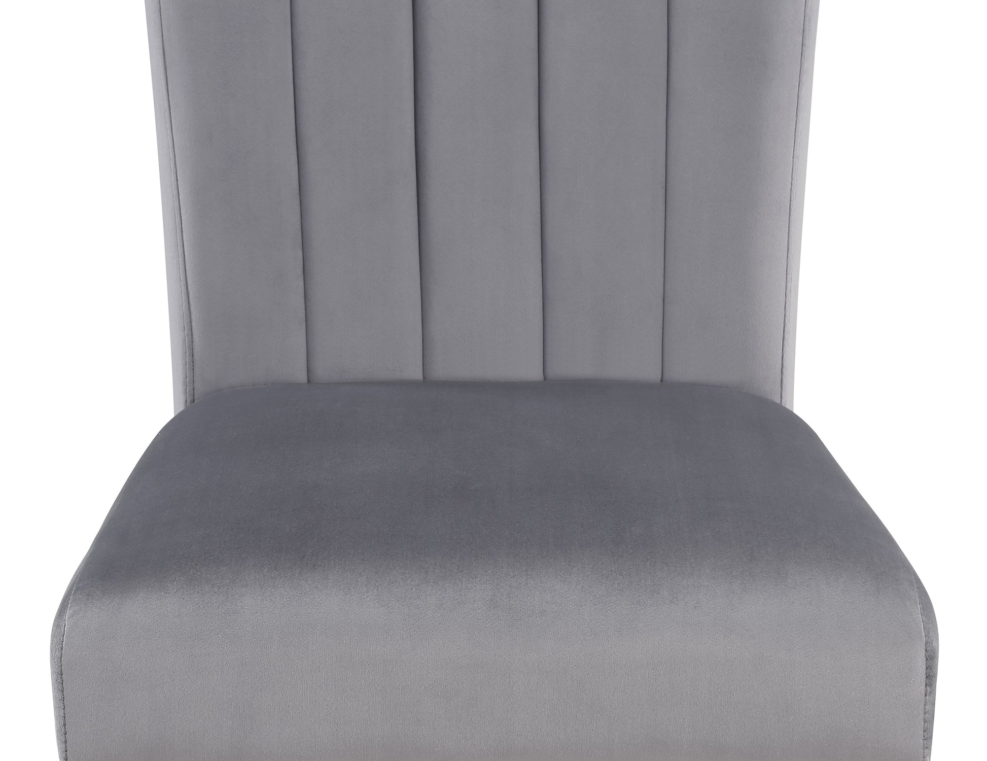 2Pc Casual Upholstered Velvet Upholstery Chair Channel Tufted Back Wooden Dining Room Furniture Gray Black Black,Gray Dining Room Contemporary,Modern Accent Chairs Tufted Back Set Of 2 Wood