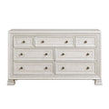 Classic Luxury Pearl White Finish Dresser Of 7X Drawers Wooden Bedroom Furniture 1Pc, Dart Molding Design White Wood