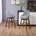 Coolmore Bar Stools Set Of 2 Counter Height Chairs With Footrest For Kitchen, Dining Room And 360 Degree Solid Wood Legs Swivel Bar Stools Set Of 2 Gray Linen Gray Foam Linen