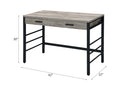 Disho Light Weathered Oak & Black Finish Writing Desk W Usb Oak Synthetic Wood