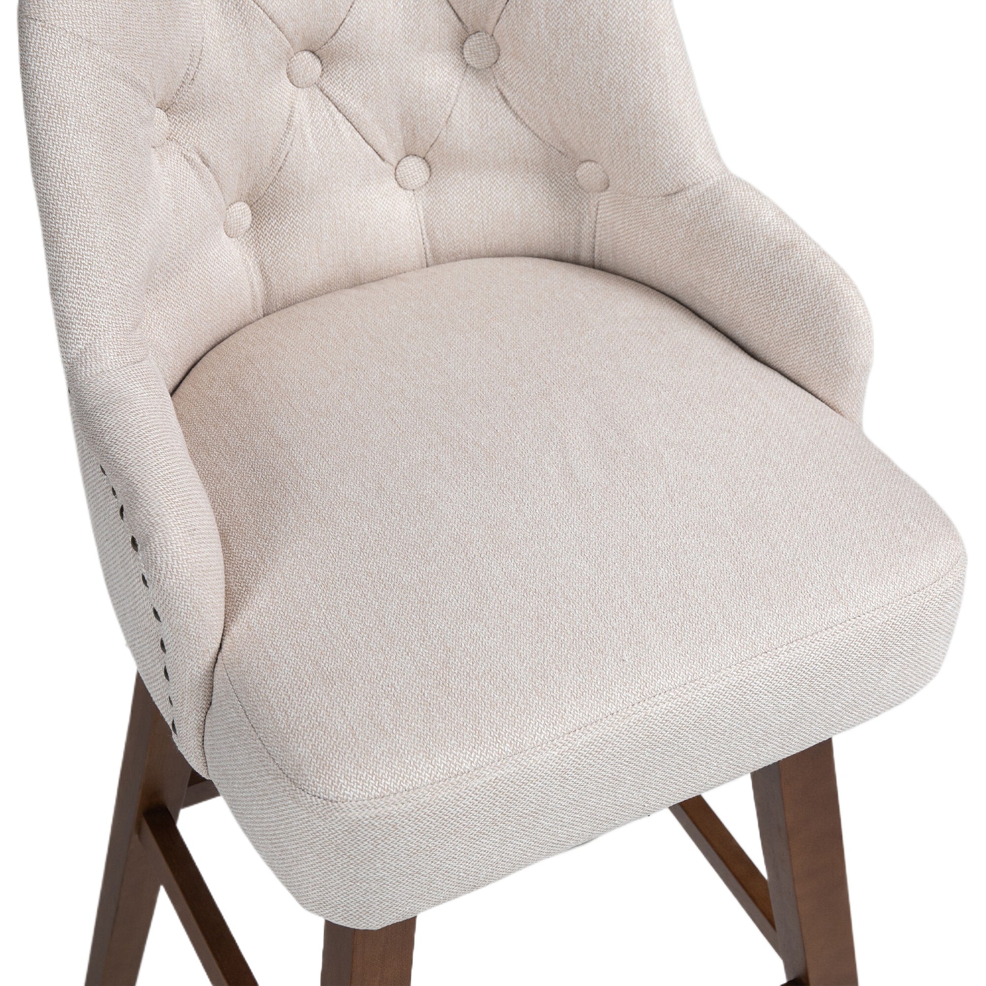 Coolmore Bar Stools Set Of 2 Counter Height Chairs With Footrest For Kitchen, Dining Room And 360 Degree Solid Wood Legs Swivel Bar Stools Set Of 2 Beige Linen Beige Foam Linen