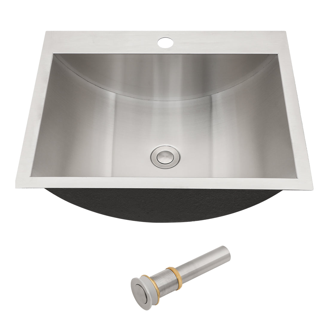 21"X17" Brushed Nickel Stainless Steel Drop In Bathroom Sink With Pop Up Drain Brushed Nickel Stainless Steel