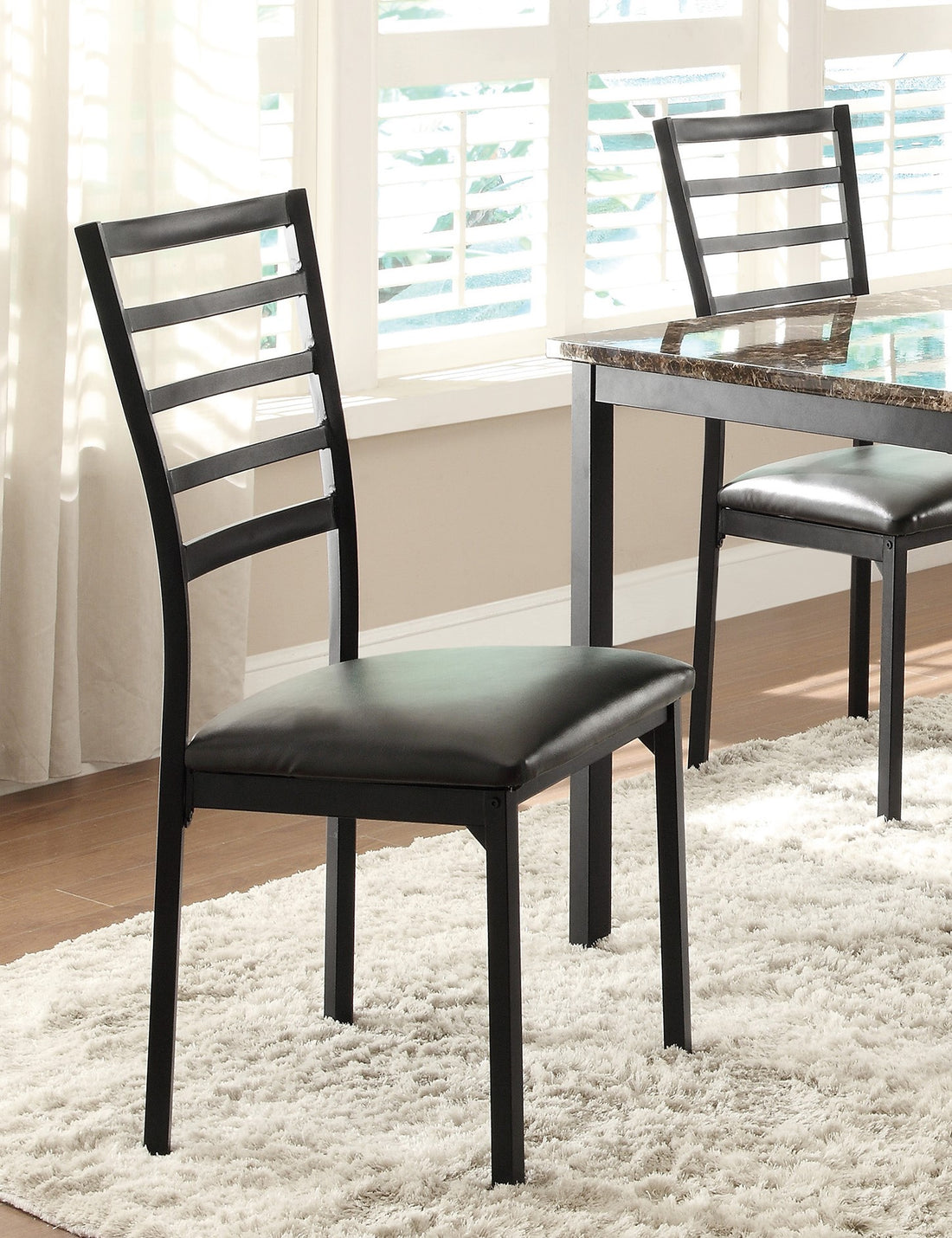 Black Finish Side Chairs Set Of 4 Metal Frame Casual Dining Furniture Black Dining Room Casual Side Chair Metal