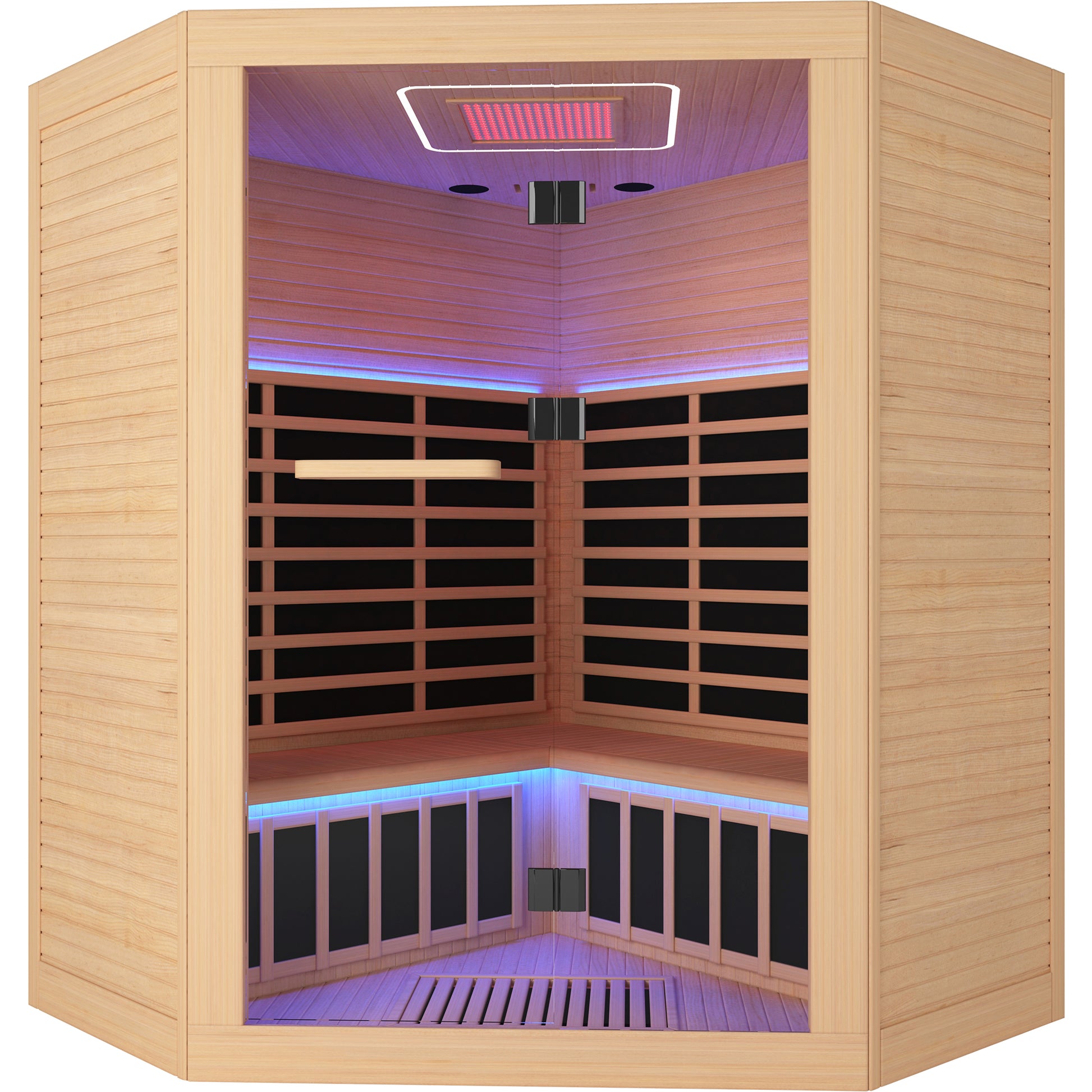 Canadian Hemlock Pentagonal Double Sauna Natural Graphite Bathroom Wood Paper Glass