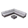 6 Person Wicker Seating Set With Cushions Fully Assembled Brown,Gray Wicker