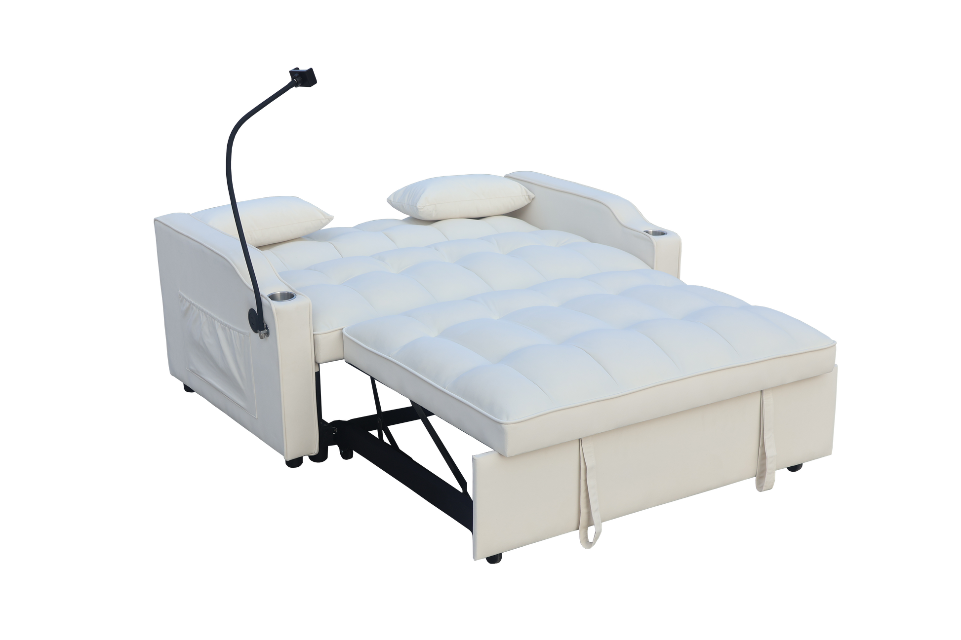 Modern Velvet Loveseat Futon Sofa Couch W Pullout Bed,Small Beautiful Seat Lounge Sofa With Adjustable Reclining Backrest,Toss Pillows, Pockets,Furniture For Living Room,3 In 1 Convertible Sleeper Sofa Bed Full Beige Velvet