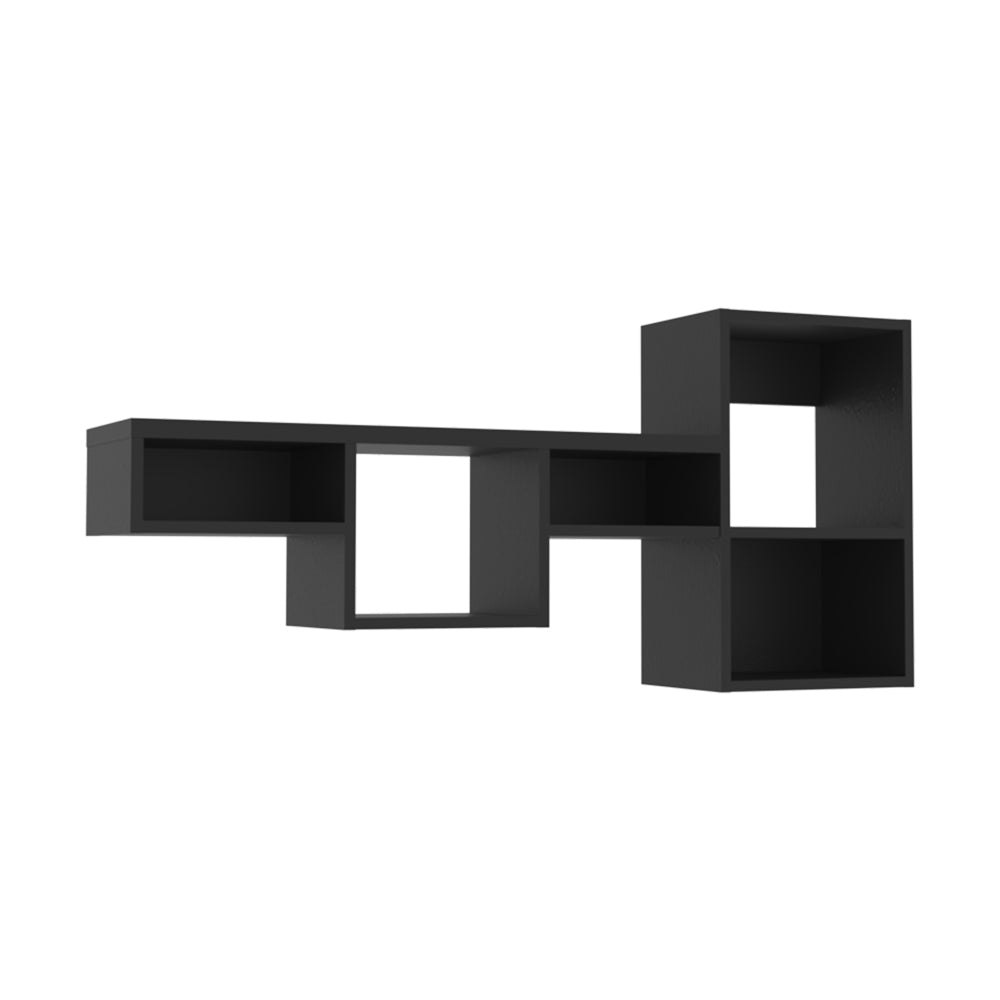 Wall Shelf Kiowa, Office, Black Black Particle Board Engineered Wood