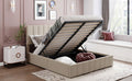 Queen Size Upholstered Platform Bed With A Hydraulic Storage System Beige Old Sku: Lp000211Aaa Beige Upholstered