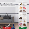 7 Tier Rotating Shoe Rack Tower, Spinning Shoe Display, 360 Shoe Rack Storage Round Carousel, Vertical Handbag Rotate Shoes Closet Organization, Christmas Gift White White Pvc