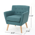 Club Chair, Mid Century Modern Fabric Club Chair, Dark Teal Natural Teal Fabric