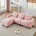 The 84.6 Inch Pink Teddy Fleece Creative Sofa Can Be Assembled Into A Two Seater Sofa Plus A Single Couch With Three Waist Pillows To Perfectly Stretch Your Waist For Small Apartment Bedroom Spaces Pink Polyester Blend 4 Seat