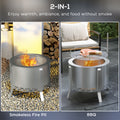 Outsunny 2 In 1 Smokeless Fire Pit, Bbq Grill, 19