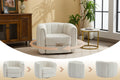 Swivel Accent Barrel Chair, Modern Round Armchairs With Upholstered, Comfy Swivel Accent Chair For Living Room White Teddy Teddy