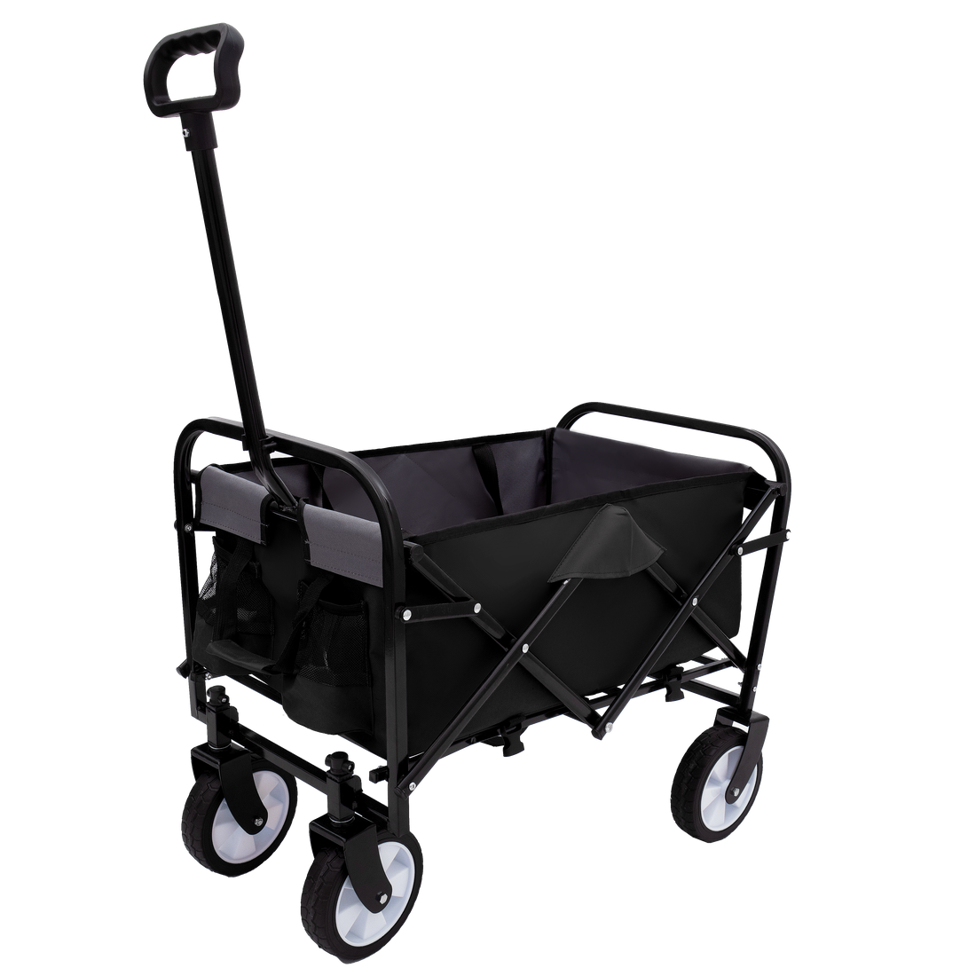Minimeetall Strap Collapsible Foldable Wagon Cart With Strapping System, Beach Wagonutility Cartutility Wagon Grocery Cart For Camping Shopping Sports Gardeing Fishing Supports 225Lbs Black Black