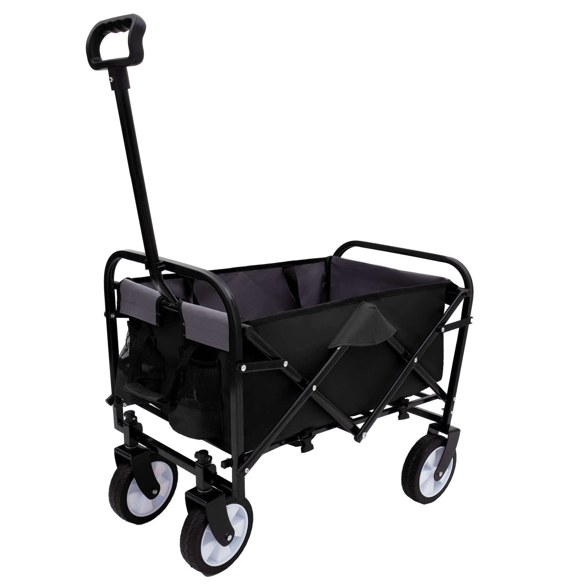 Minimeetall Strap Collapsible Foldable Wagon Cart With Strapping System, Beach Wagonutility Cartutility Wagon Grocery Cart For Camping Shopping Sports Gardeing Fishing Supports 225Lbs Black Black