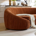 92.13 Inch Modern Design Curved Shaped Sofa Couch For Living Room,Upholstered Fabric 4 Seat Sofa No Need To Assembly Couch For Apartment,Orange Orange Polyester 4 Seat
