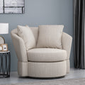 Swivel Club Chair Beige Brown Fabric