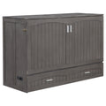 Queen Size Murphy Bed With Built In Charging Station, Antique Grey Box Spring Not Required Queen Antique Gray Wood Pine Wood