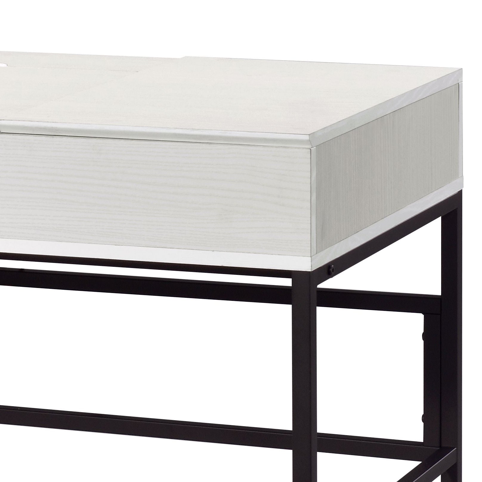 Verster Natural & Black Finish Writing Desk W Usb Black,Natural Metal,Synthetic Wood